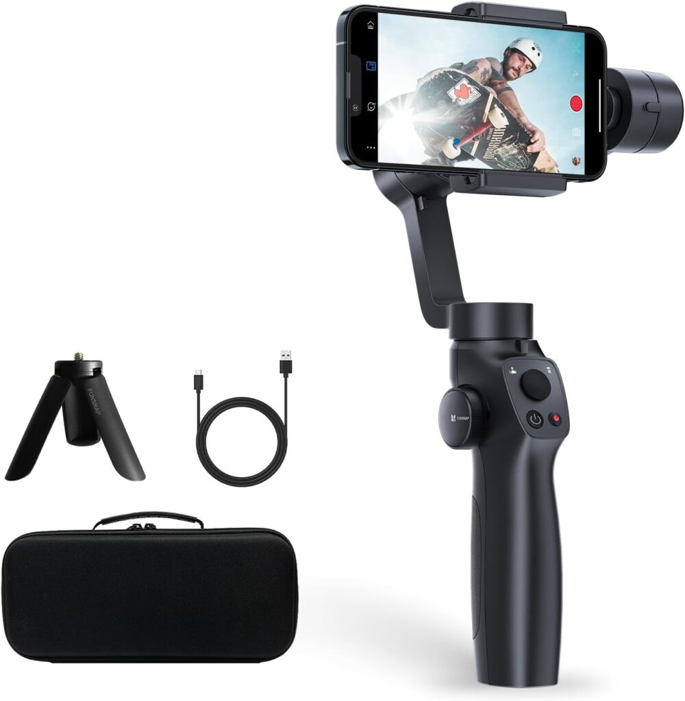 3-Axis Gimbal Stabilizer for iPhone 15 14 13 Pro Max XS X XR Samsung s23 s22 Android Smartphone, Handheld Gimble with Focus Wheel, Phone Stabilizer for Video Recording Vlog – FUNSNAP Capture 2s Combo