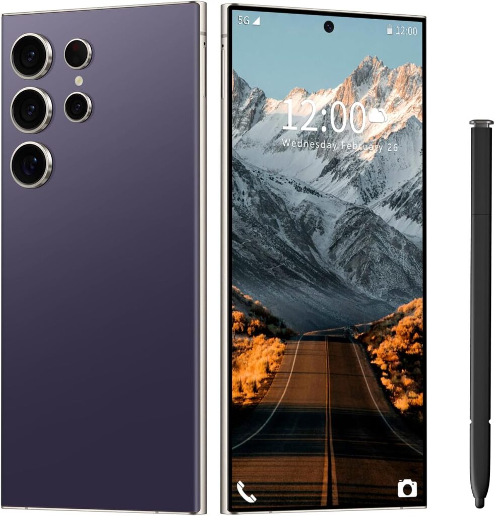 S24 Ultra Unlocked Phone 6+256GB,Built in Pen the Phone,Smartphone Battery 6800mAh 6.82″ HD Screen,Android 13.0 with 128GB Memory Card cell phone,Face ID/5G/Fingerprint Lock/GPS (Deep Purple, 6+256)