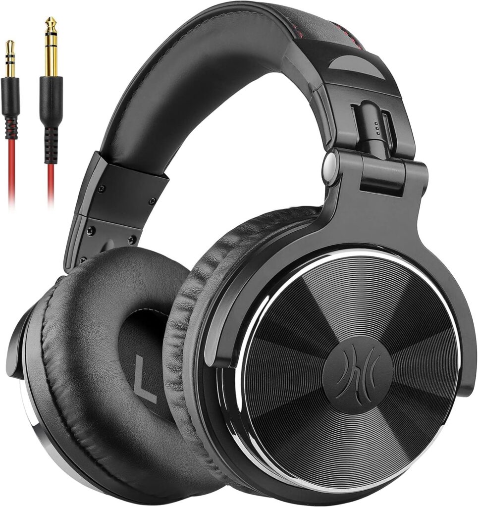 OneOdio Wired Over Ear Headphones Studio Monitor & Mixing DJ Stereo Headsets with 50mm Neodymium Drivers and 1/4 to 3.5mm Jack for AMP Computer Recording Podcast Keyboard Guitar Laptop – Black