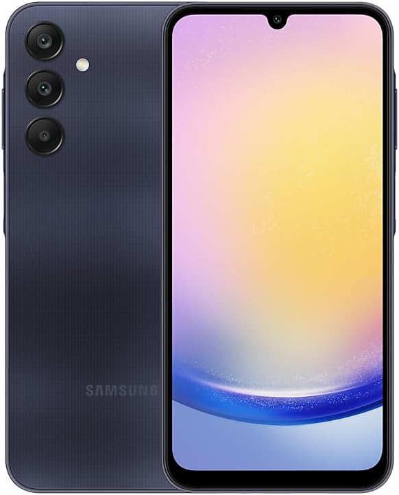 SAMSUNG Galaxy A25 5G (SM-A256E/DS), 128GB 6GB RAM, Dual SIM, Factory Unlocked GSM, International Version (Case Bundle) – (Blue Black)