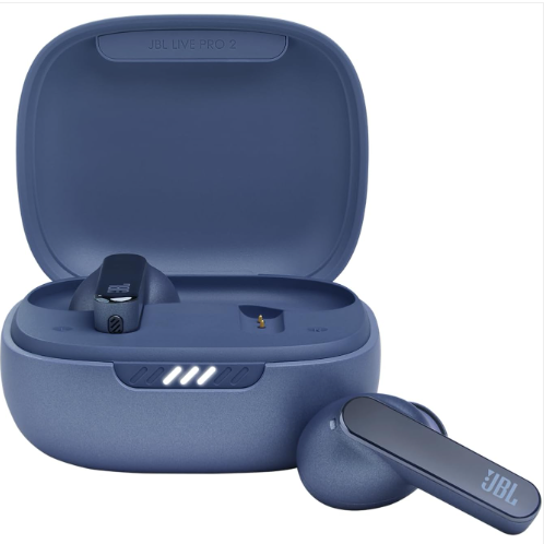 JBL Live Pro 2: 40 Hours of Playtime, True Adaptive Noise Cancelling, Smart Ambient, and Beamforming mics (Blue), Small