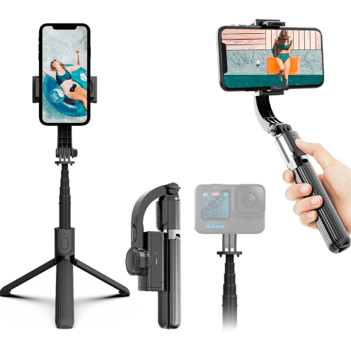 Gimbal Stabilizer for Smartphone,Selfie Stick Tripod with Remote Control Auto Balance 360° Rotation 1-Axis Phone Gimbal for Group Selfies Live Streaming Video Recording