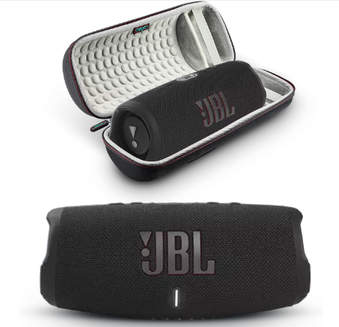 JBL Charge 5 – Portable Bluetooth Speaker with Megen Hardshell Travel Case with IP67 Waterproof and USB Charge Out (Black)