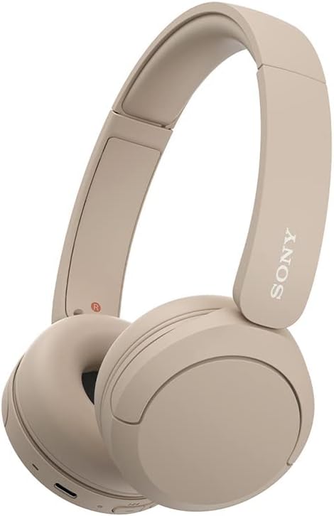 Sony WH-CH520 Best Wireless Bluetooth On-Ear Headphones with Microphone for Calls and Voice Control, Up to 50 Hours Battery Life with Quick Charge Function, Includes USB-C Charging Cable – Beige