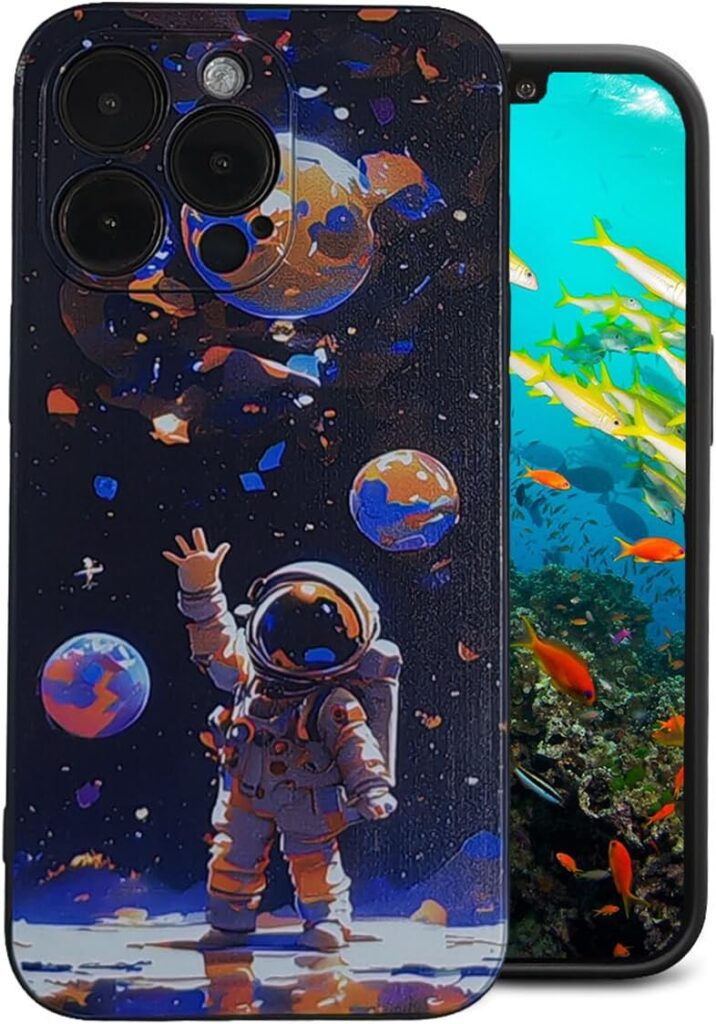 Compatible with iPhone 15 Pro Max Case Cool Astronaut Design Soft TPU Anti-Slip Shockproof Designer iPhone 15 Pro Max Silicone Cases Suitable for Men Women Boys Girls and Teenagers 6.7 Inch