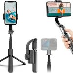 Gimbal Stabilizer for Smartphone,Selfie Stick Tripod with Remote Control Auto Balance 360° Rotation 1-Axis Phone Gimbal for Group Selfies Live Streaming Video Recording