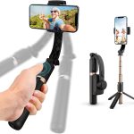 Gimbal Stabilizer with Selfie Stick for iPhone: Portable Handheld Gimble with Tripod & Remote for Cell Phone Camera & Samsung Android Smartphone Recording Video & Vlogging on Tiktok & YouTube