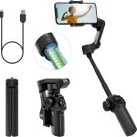 L9, Gimbal Stabilizer for Smartphone, Built-in Extension Rod & Tripod, Gimbled iPhone Holder Stabilizer, Portable and Foldable, Face/Object Tracking Gimbal for Android and iPhone 15 Pro Max